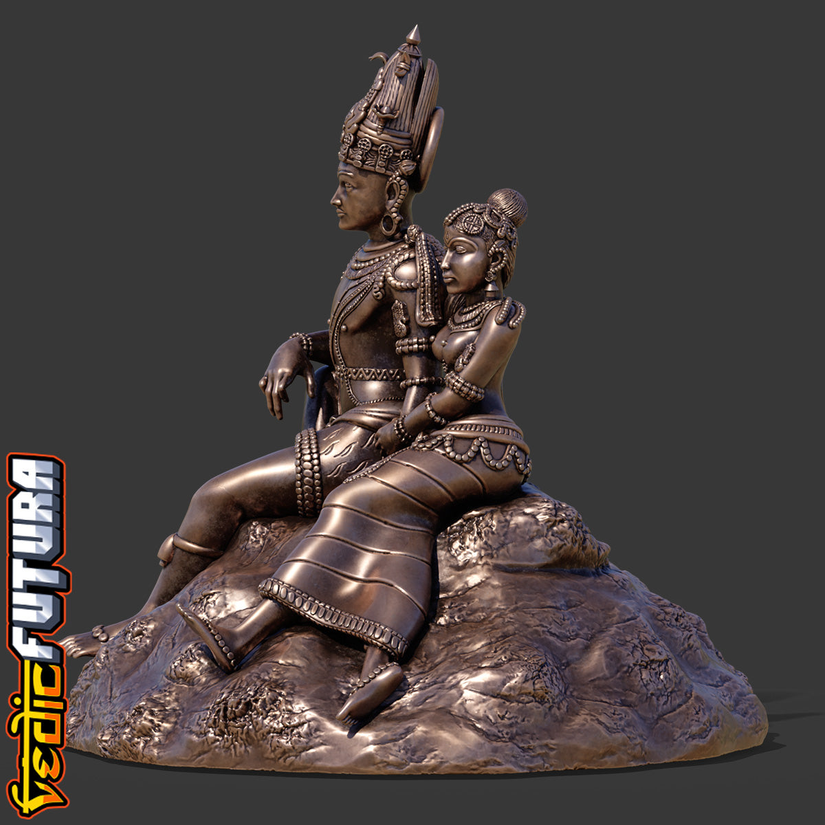Shiva-Parvati on Kailash: Chola Style Bronze