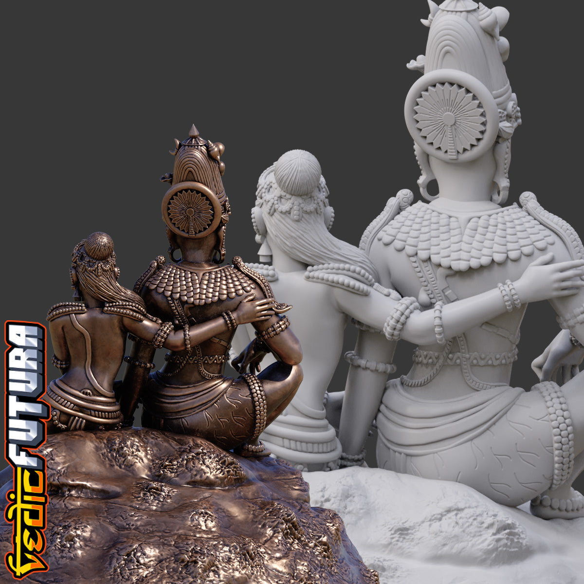 Shiva-Parvati on Kailash: Chola Style Bronze