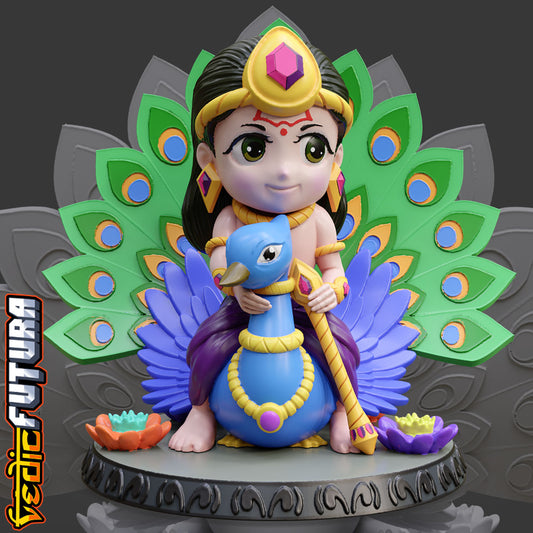 Chibi Subramanya with Vel and Peacock