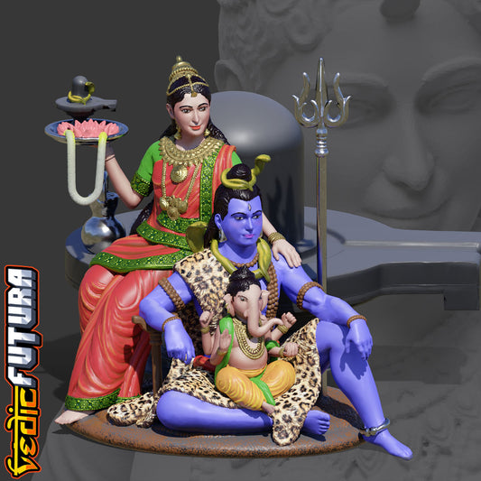 Shiva-Parvati with Child Ganesha: Divine Family