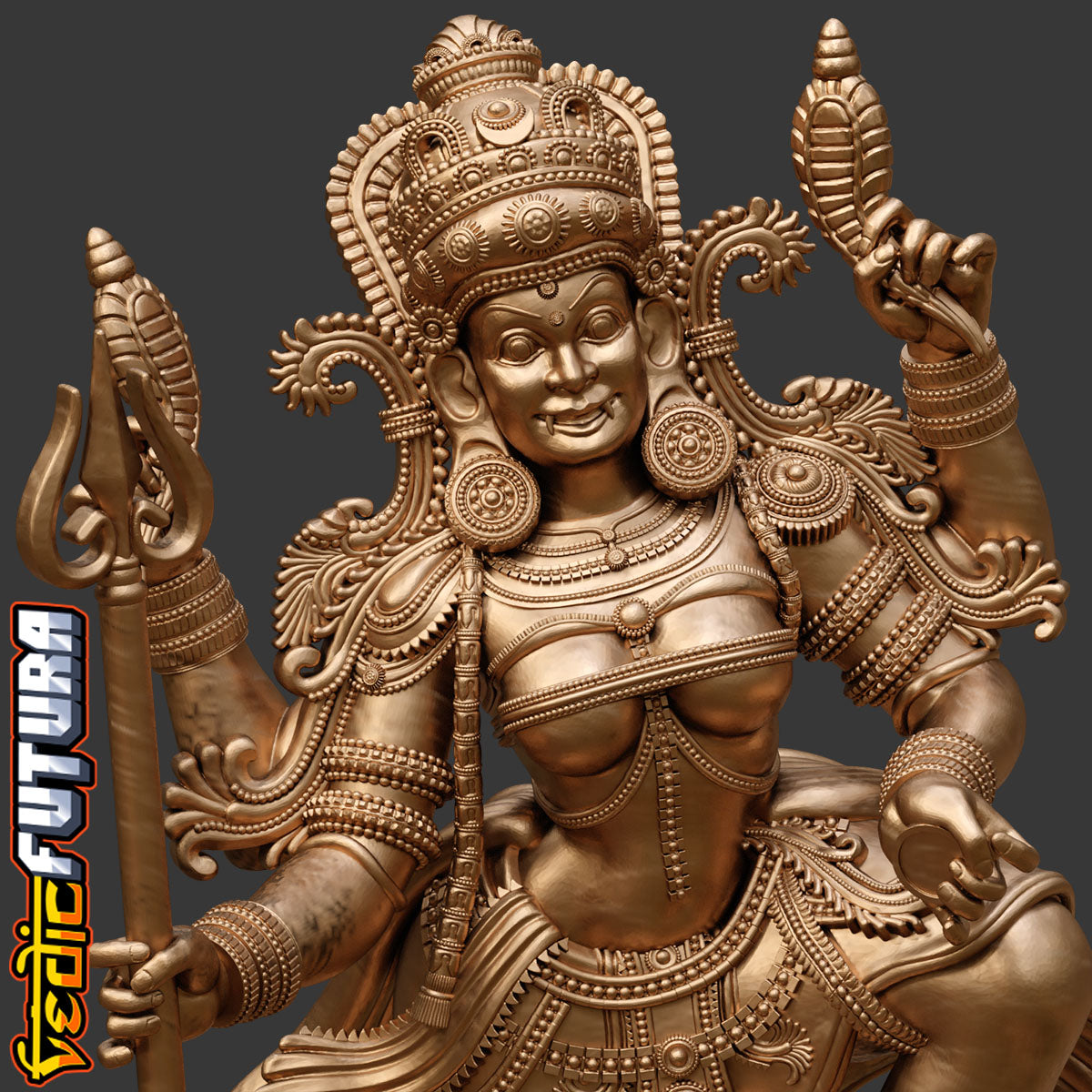 Durga: The Fierce Protector on the Lion (Restoration)
