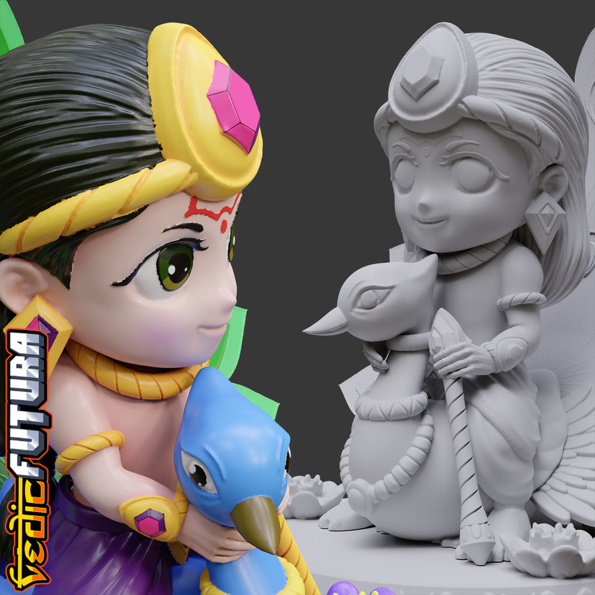 Chibi Subramanya with Vel and Peacock