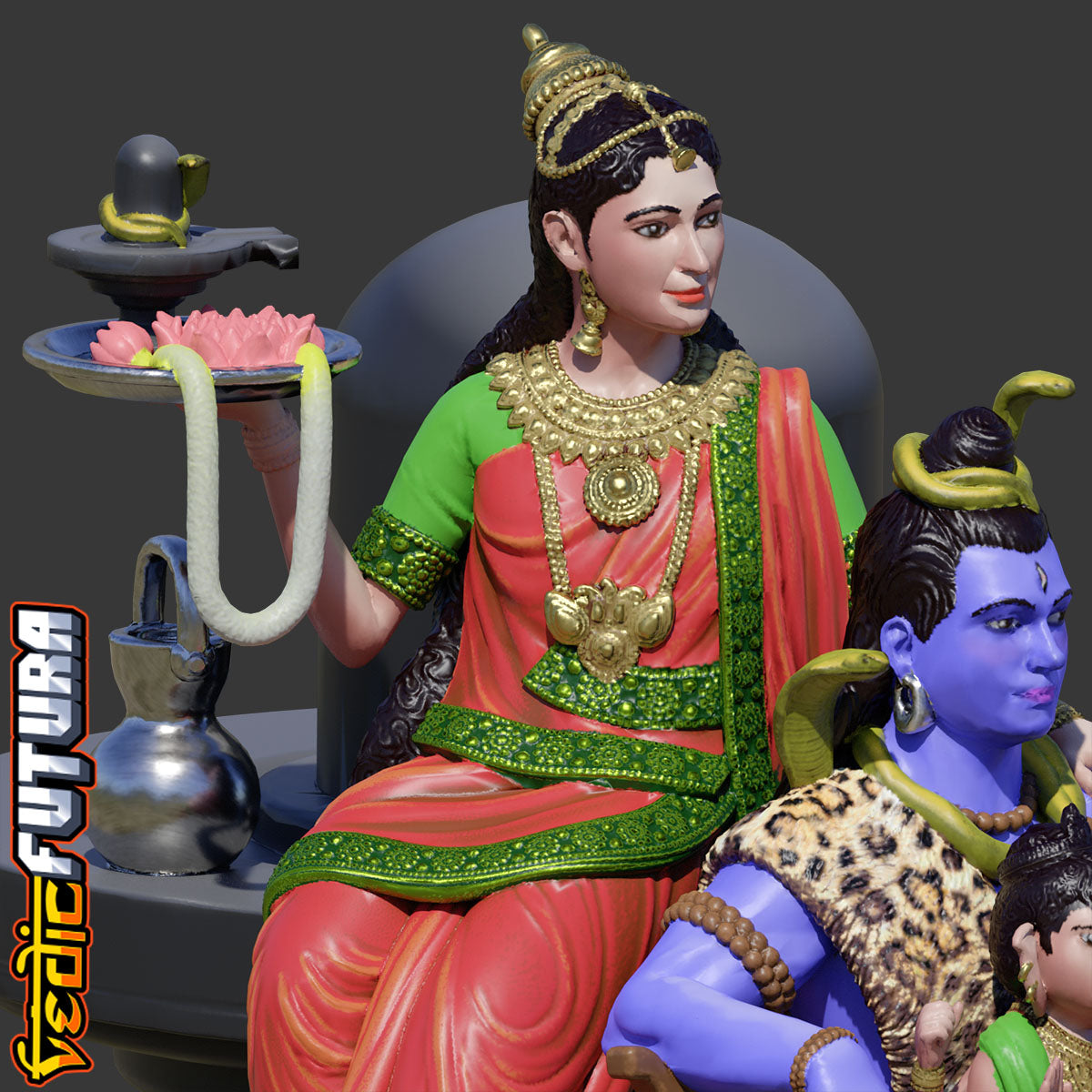 Shiva-Parvati with Child Ganesha: Divine Family
