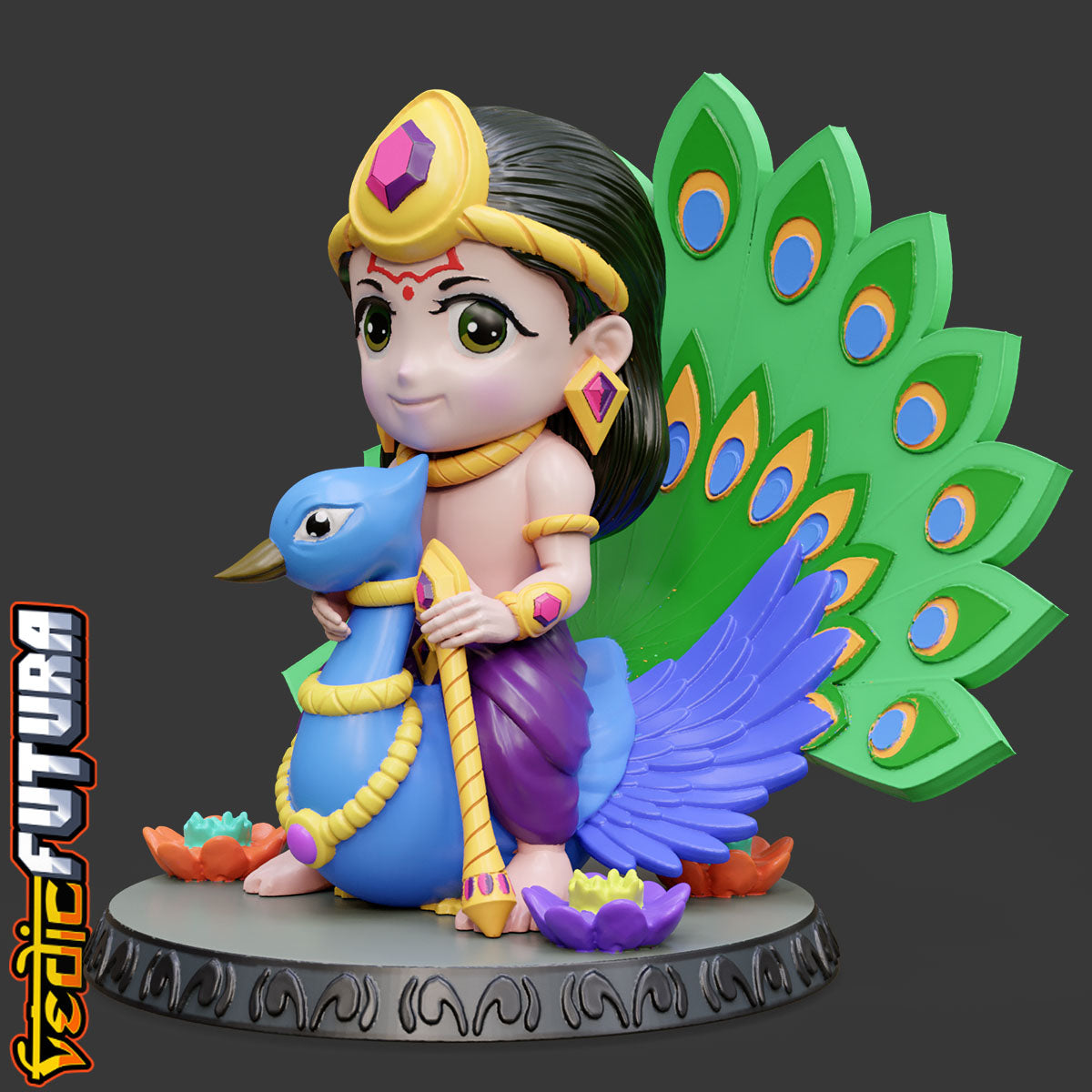 Chibi Subramanya with Vel and Peacock