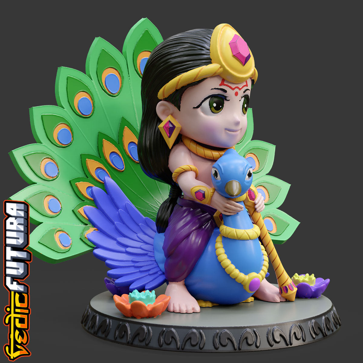 Chibi Subramanya with Vel and Peacock