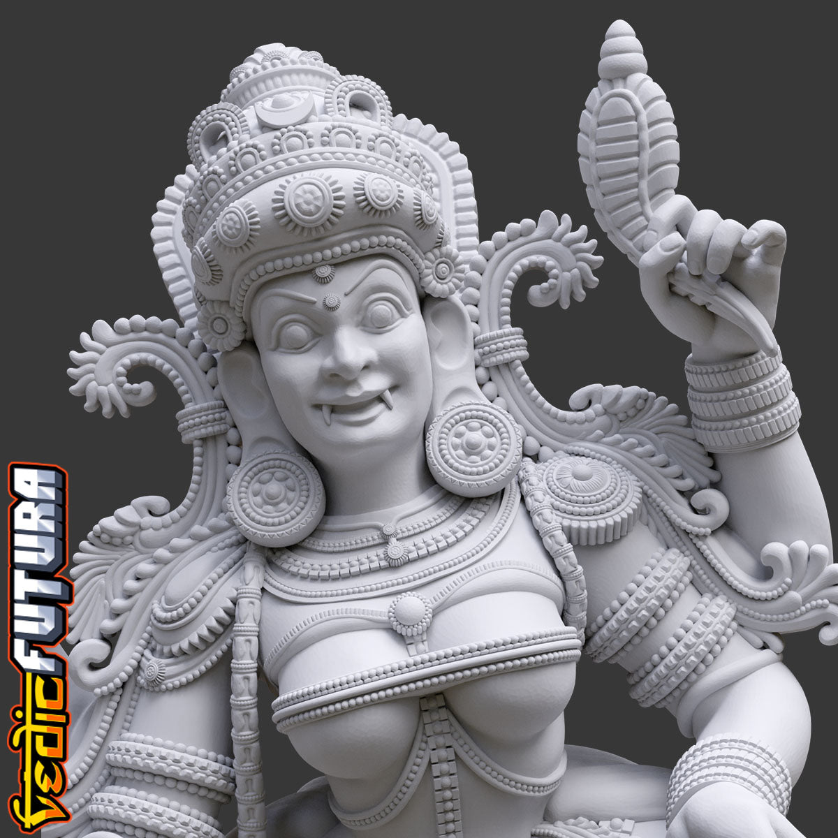 Durga: The Fierce Protector on the Lion (Restoration)