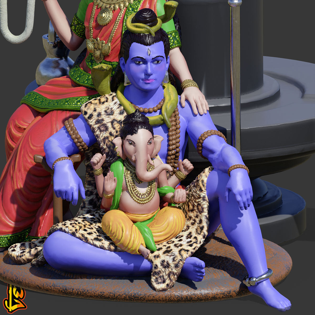 Shiva-Parvati with Child Ganesha: Divine Family