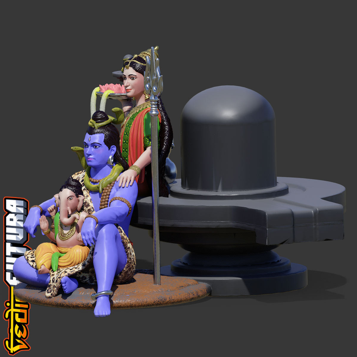 Shiva-Parvati with Child Ganesha: Divine Family