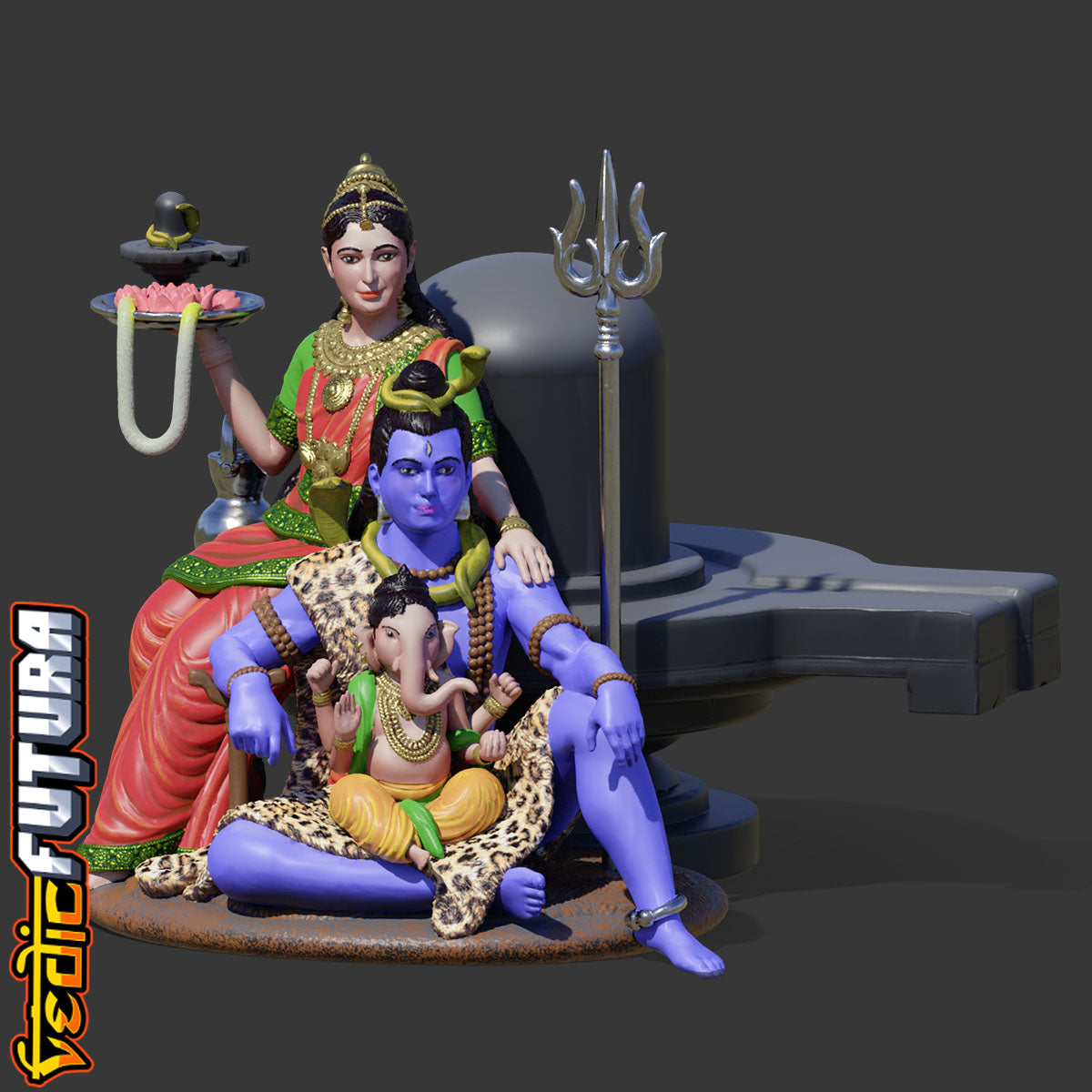 Shiva-Parvati with Child Ganesha: Divine Family