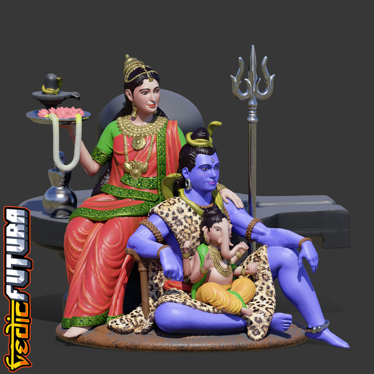 Shiva-Parvati with Child Ganesha: Divine Family