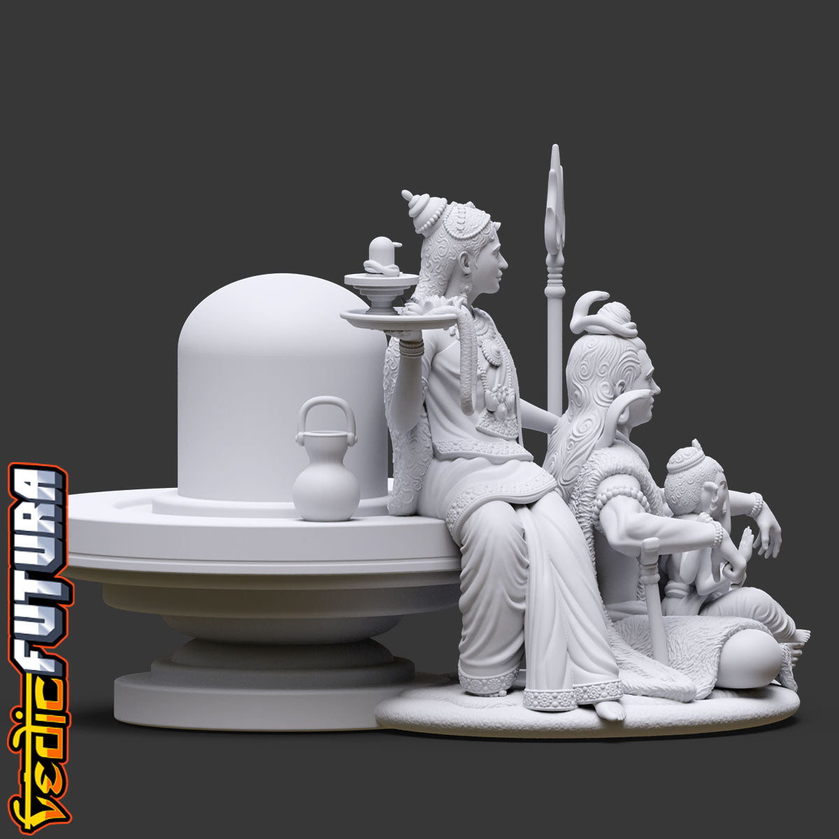 Shiva-Parvati with Child Ganesha: Divine Family
