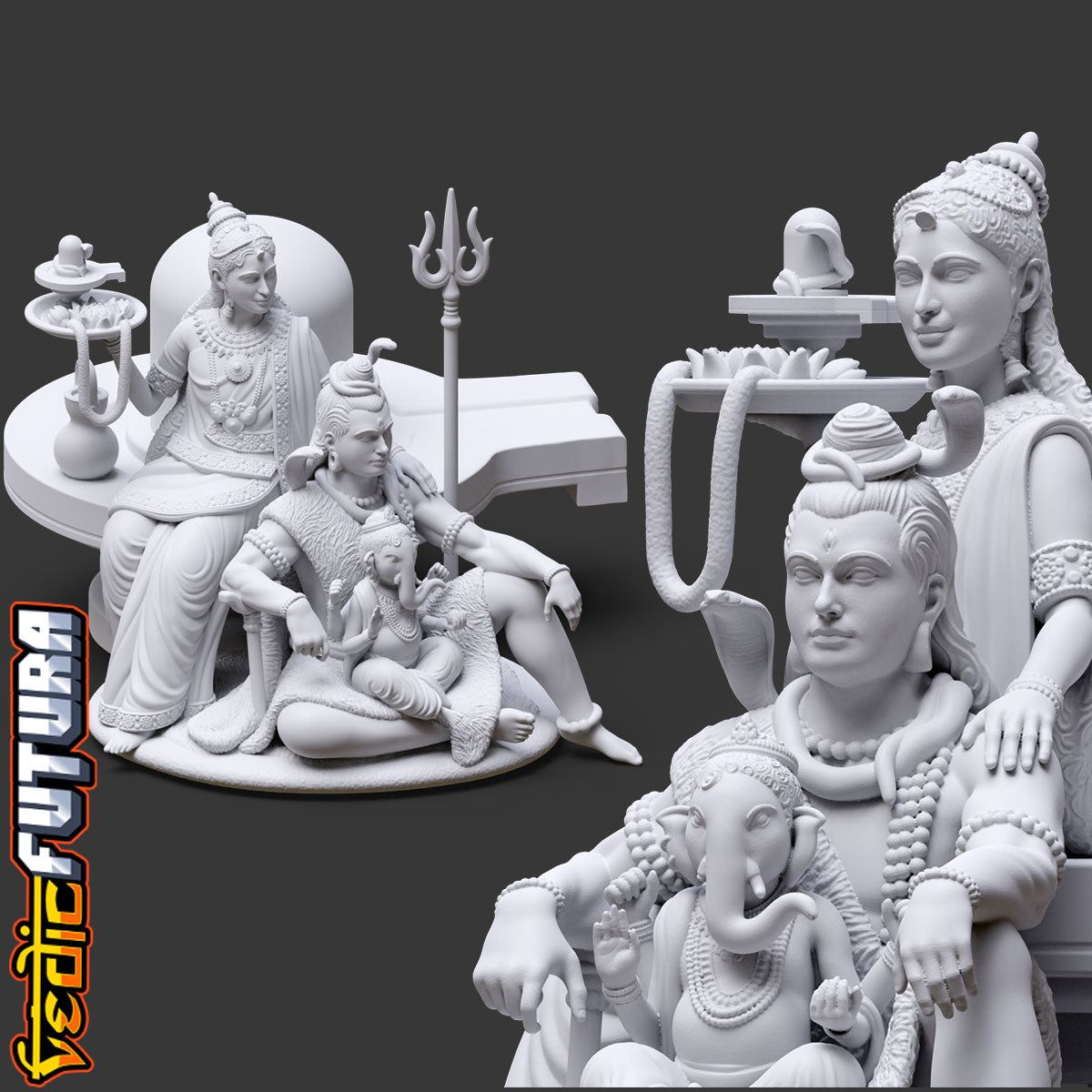 Shiva-Parvati with Child Ganesha: Divine Family