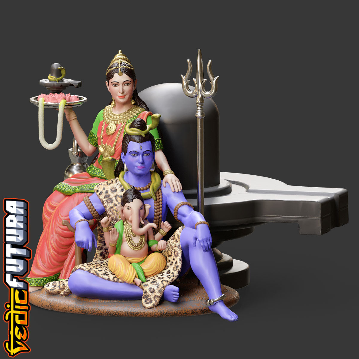 Shiva-Parvati with Child Ganesha: Divine Family