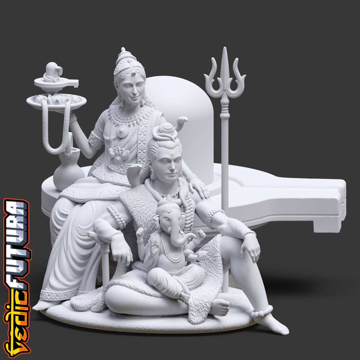 Shiva-Parvati with Child Ganesha: Divine Family