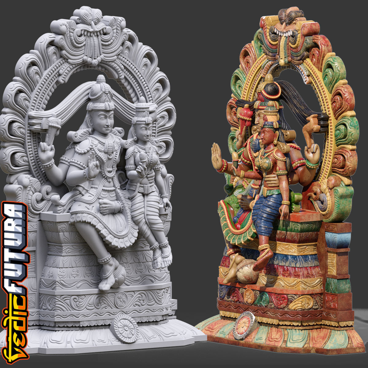 Shiva-Parvati Seated Under Keerthimukha