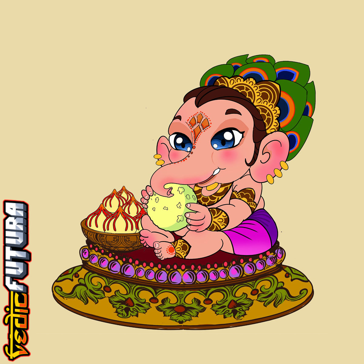 Chibi Ganesh Baby - Lover of Ladoos [Easy Paint]