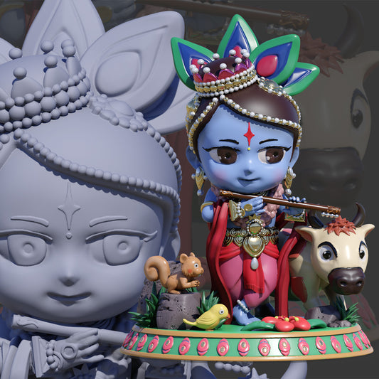 Chibi Gopala Krishna with Cow