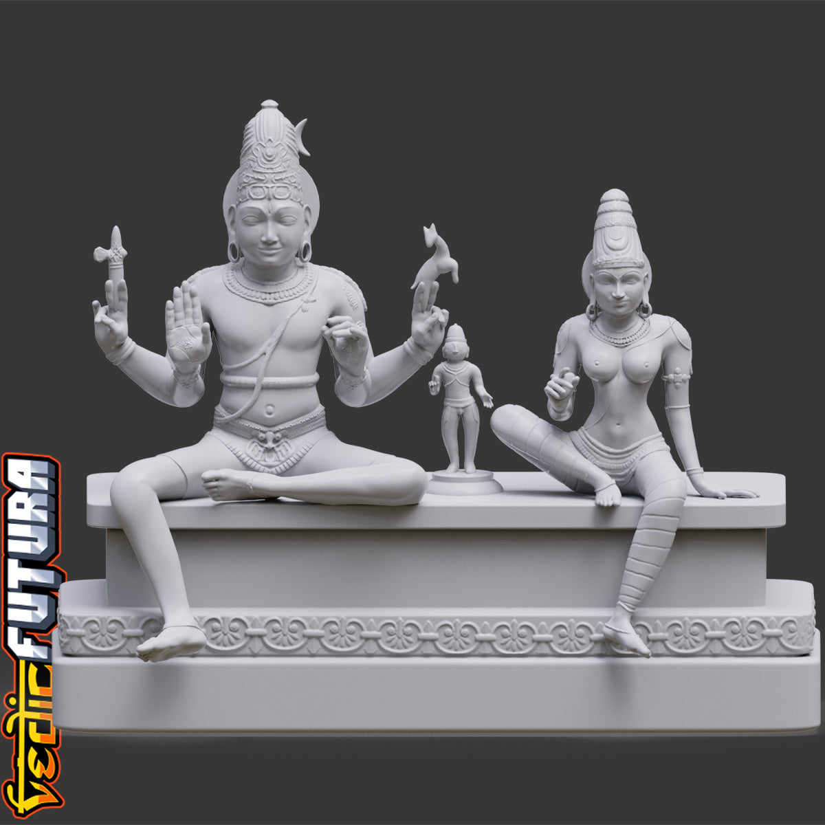 Somaskanda: Bronze Ensemble of Shiva, Uma, and Skanda