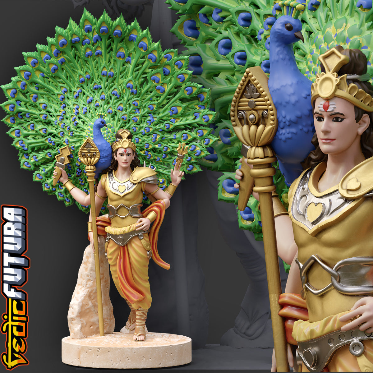 Subramanya with Peacock – The Youthful Warrior God