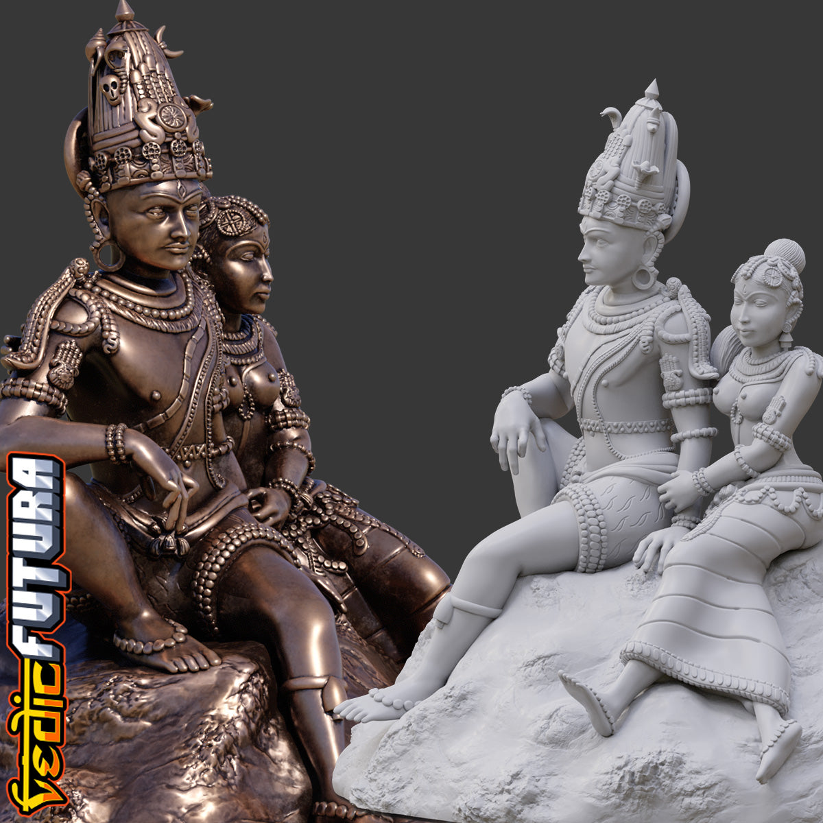 Shiva-Parvati on Kailash: Chola Style Bronze