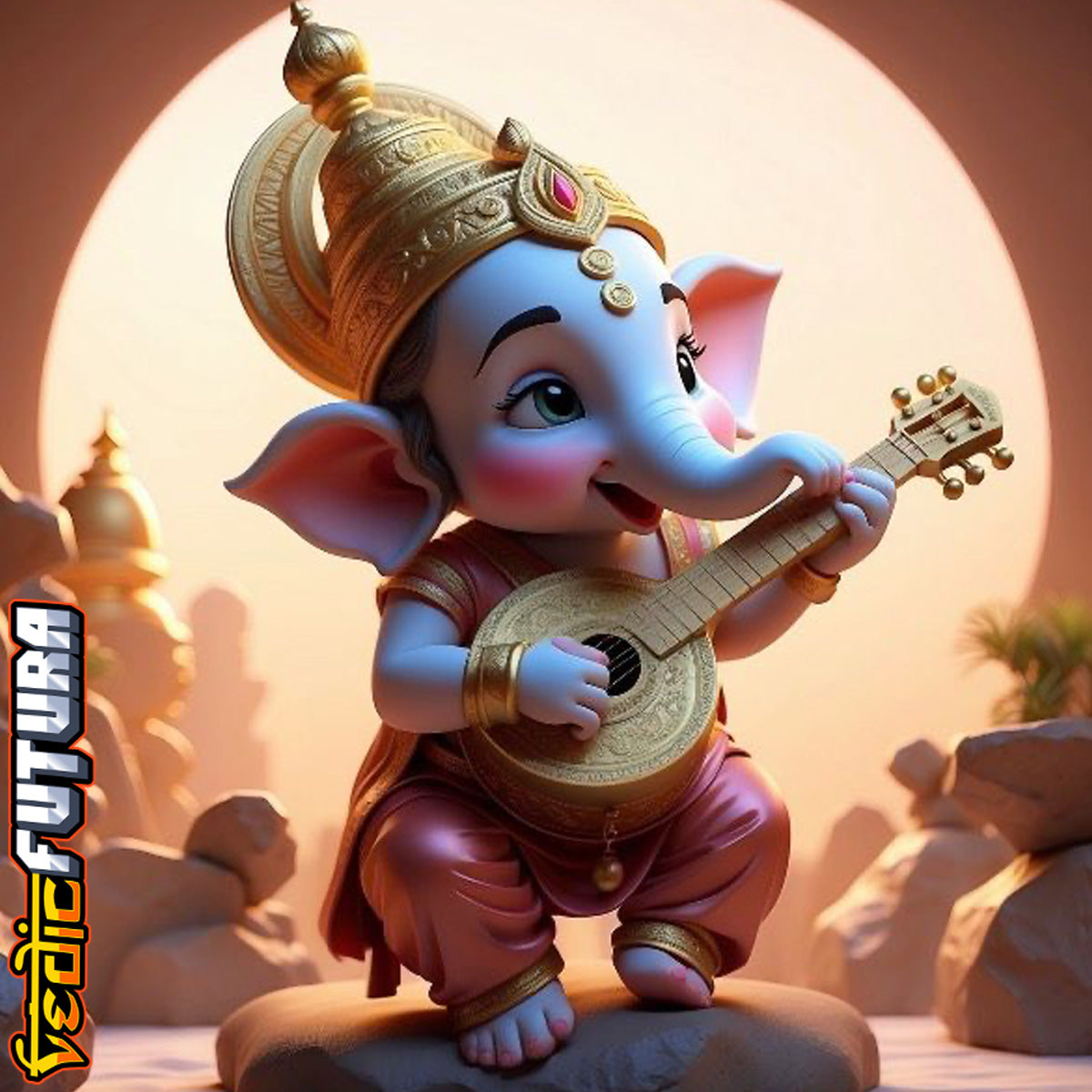 Chibi Ganesh Playing the Veena