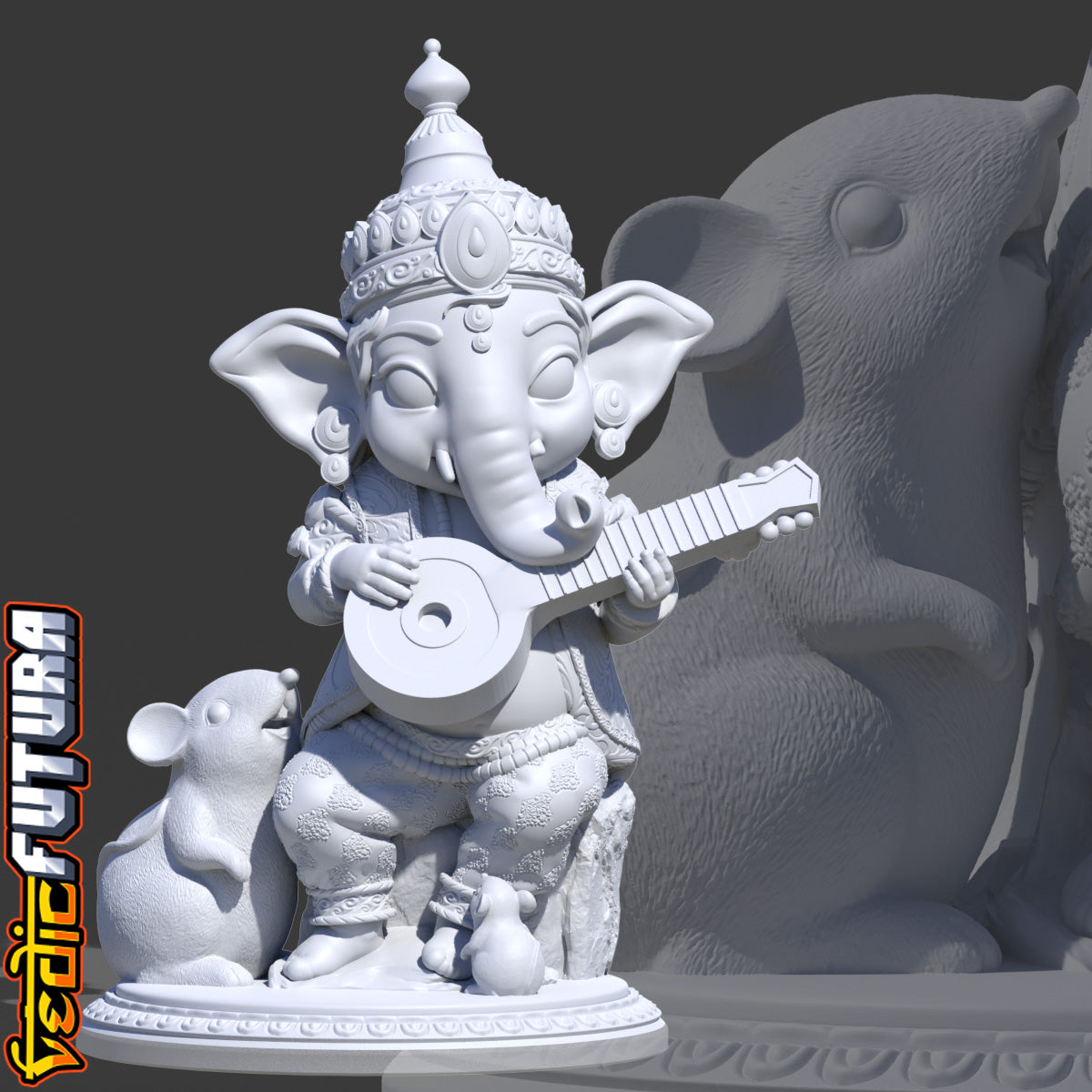 Chibi Ganesh Playing the Veena