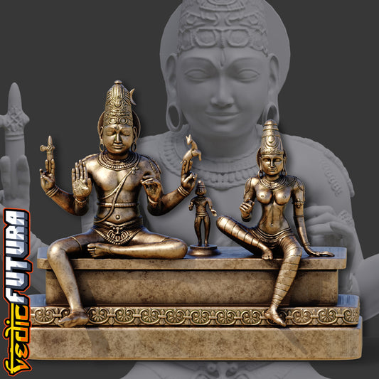 Somaskanda: Bronze Ensemble of Shiva, Uma, and Skanda