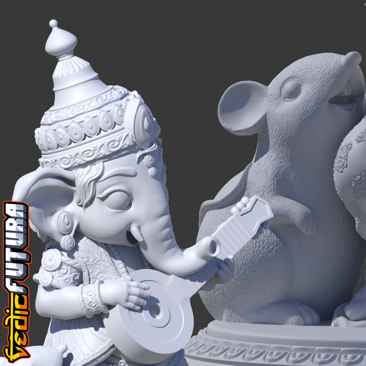 Chibi Ganesh Playing the Veena