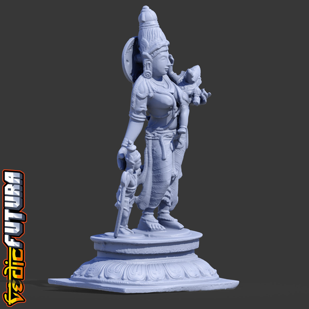 Divine Motherhood: Parvati with Ganesha and Murugan