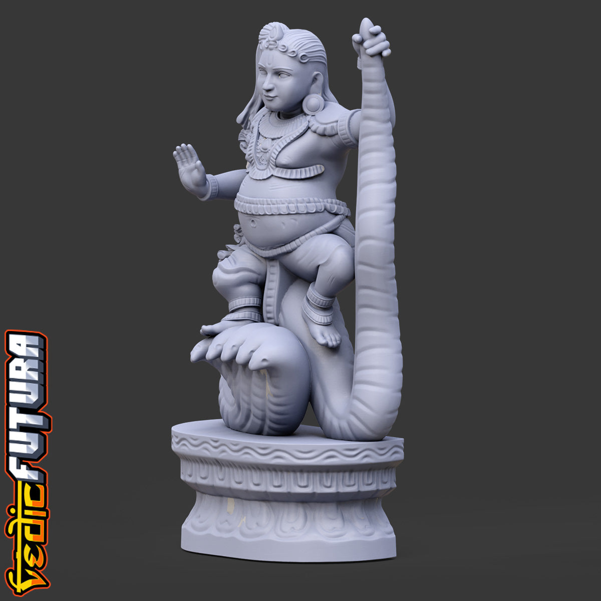 Krishna Dancing on Kaliya - Wood Carving