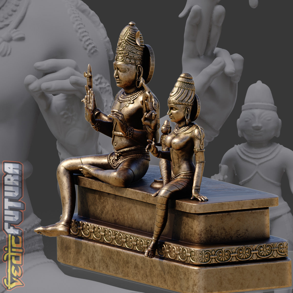 Somaskanda: Bronze Ensemble of Shiva, Uma, and Skanda