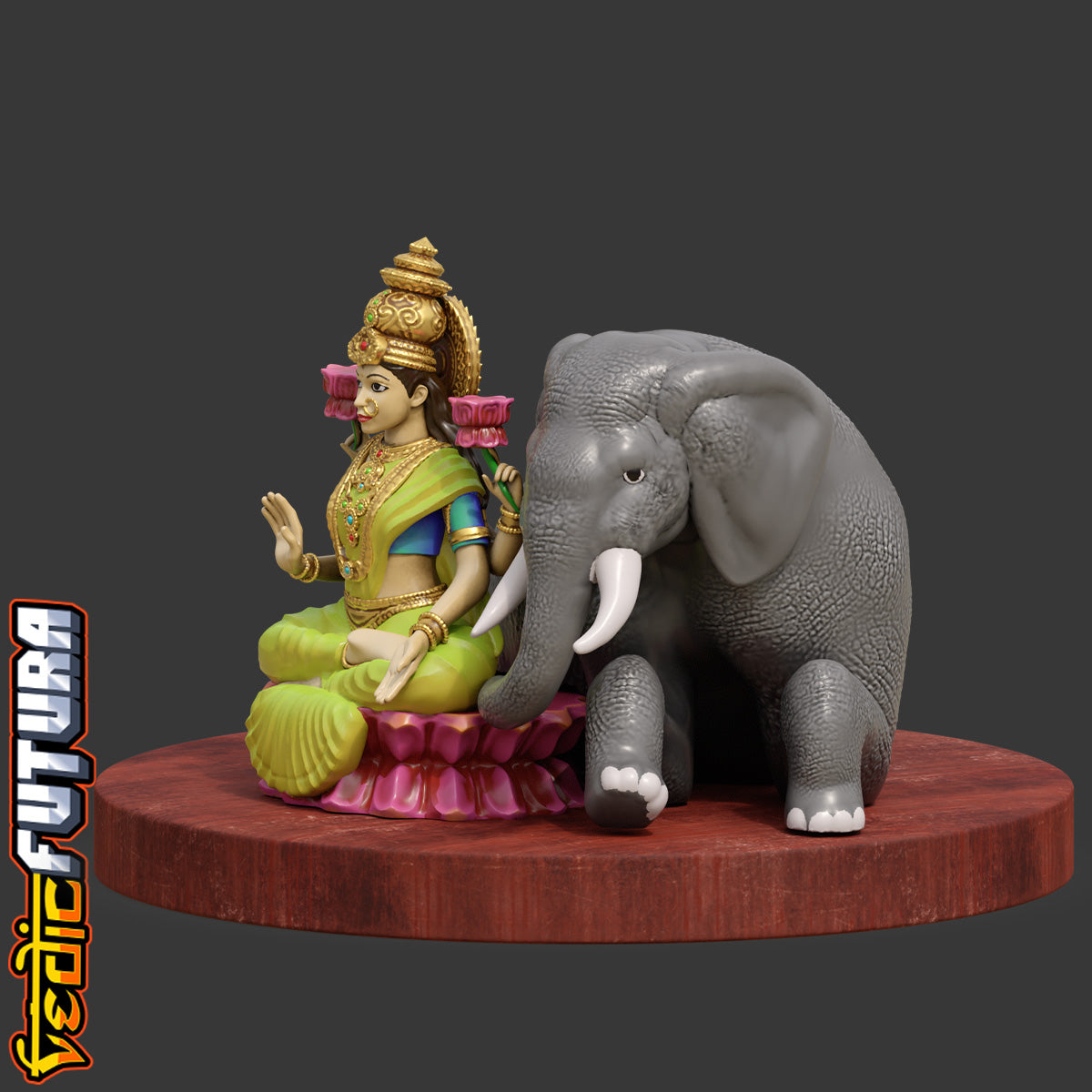 Gaja Lakshmi – Seated with the Royal Elephant