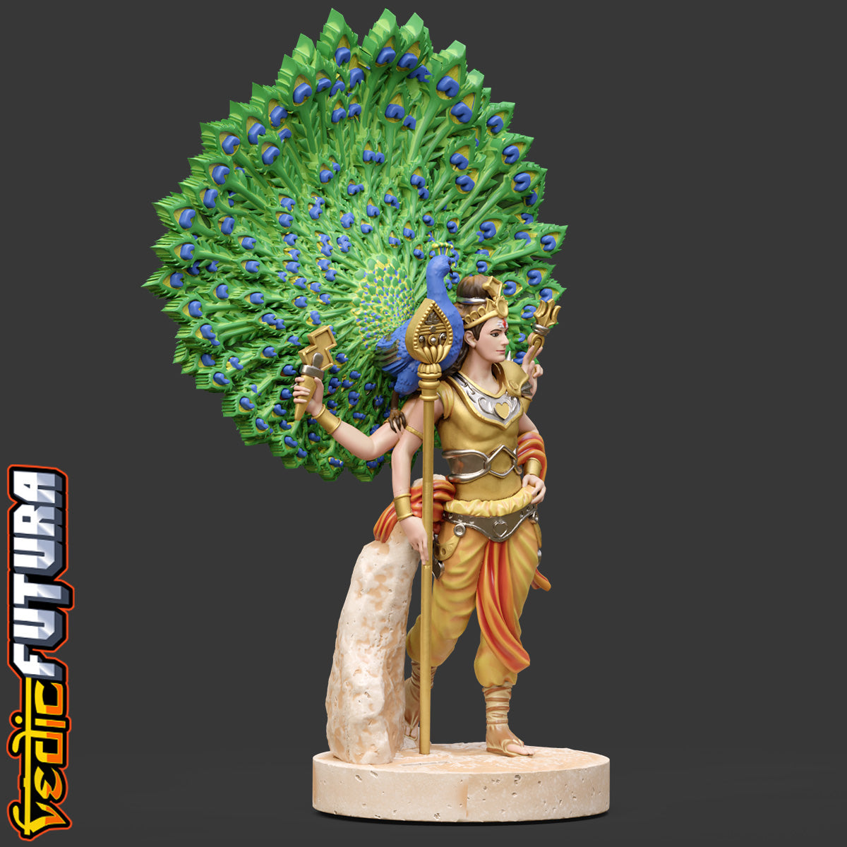 Subramanya with Peacock – The Youthful Warrior God