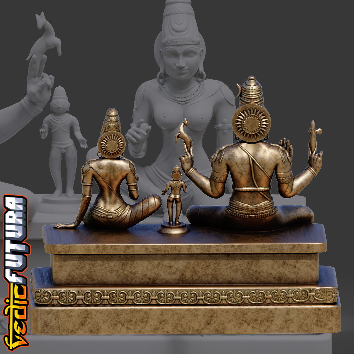 Somaskanda: Bronze Ensemble of Shiva, Uma, and Skanda