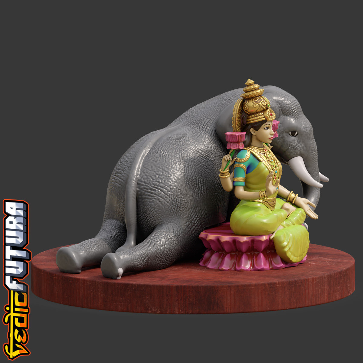 Gaja Lakshmi – Seated with the Royal Elephant