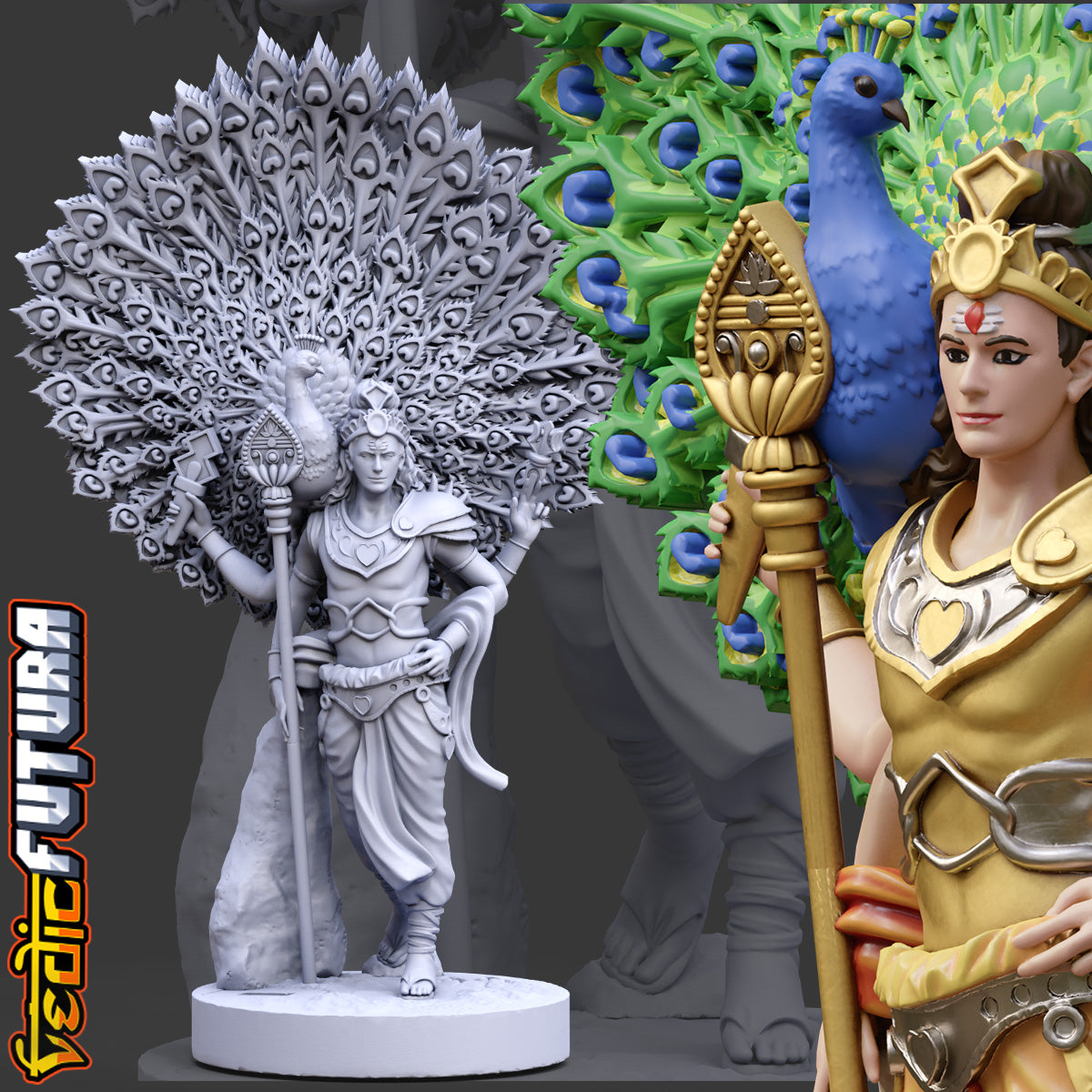 Subramanya with Peacock – The Youthful Warrior God