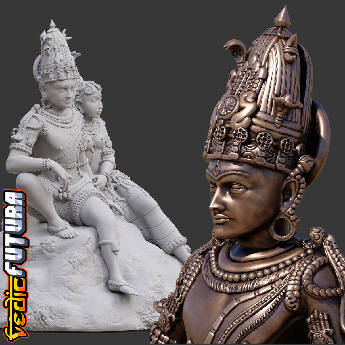Shiva-Parvati on Kailash: Chola Style Bronze