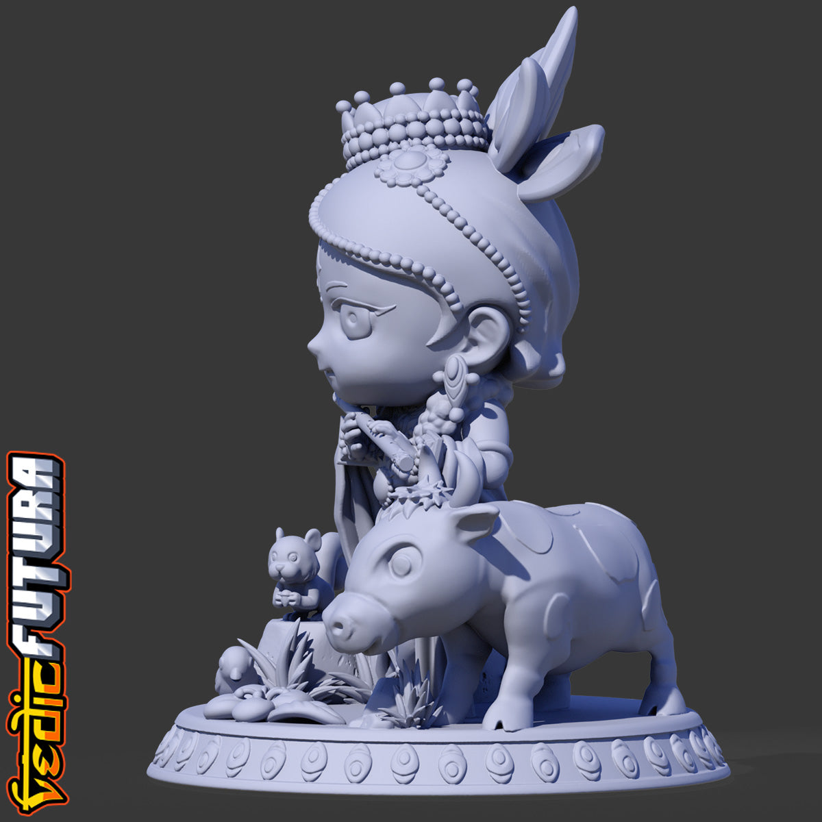 Chibi Gopala Krishna with Cow