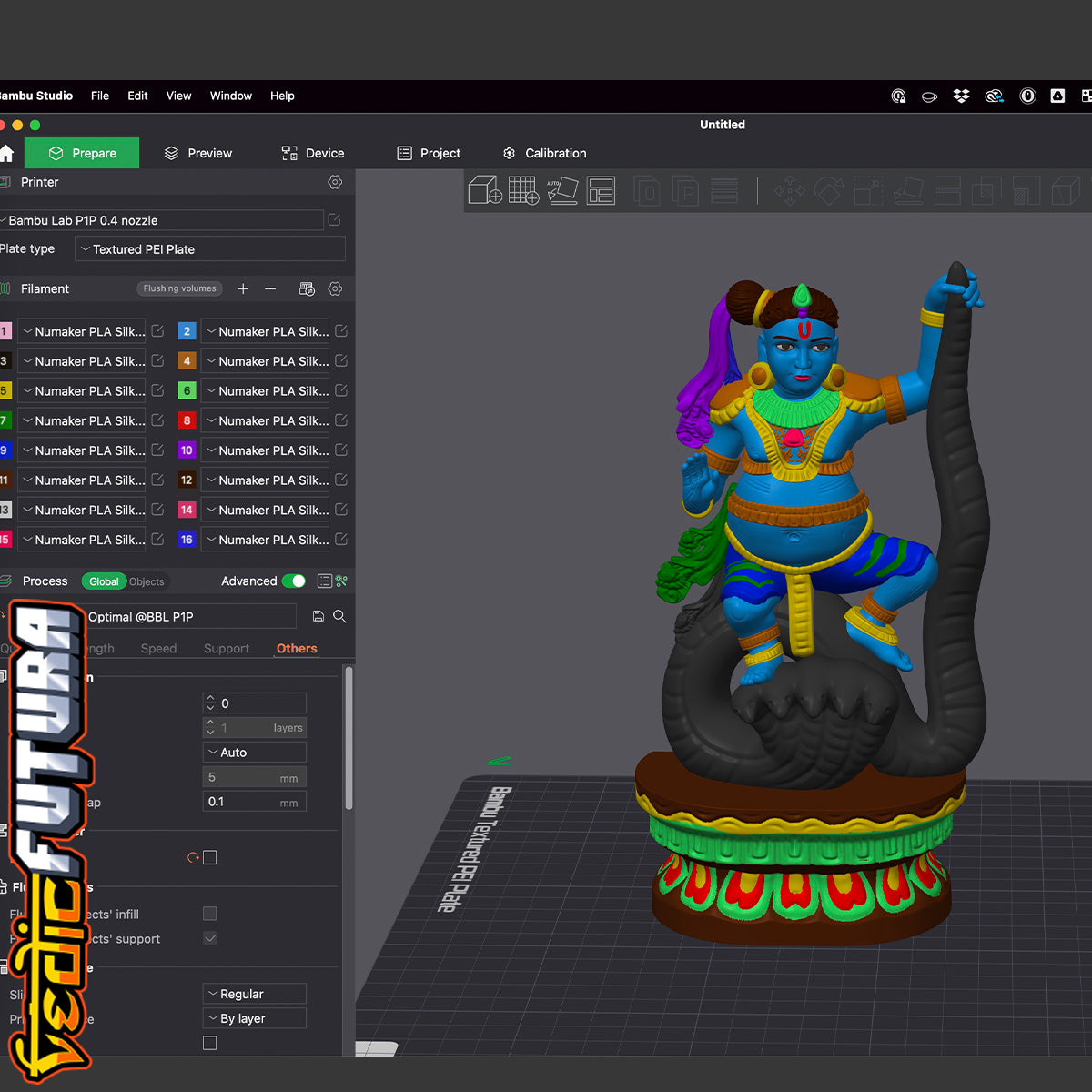 Krishna Dancing on Kaliya - Wood Carving