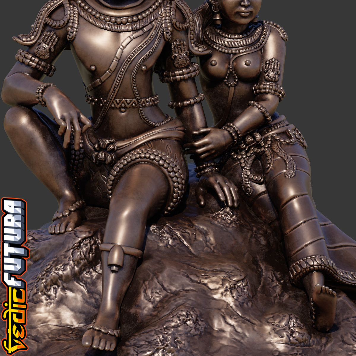 Shiva-Parvati on Kailash: Chola Style Bronze