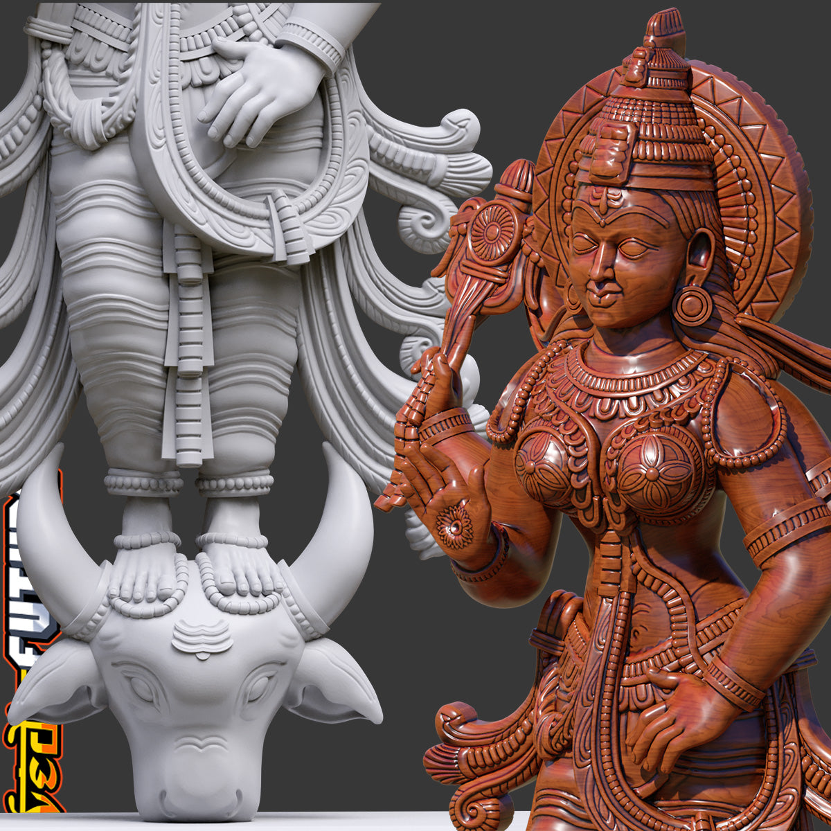Mahishasura Mardini Durga– Wood Carving Recreation