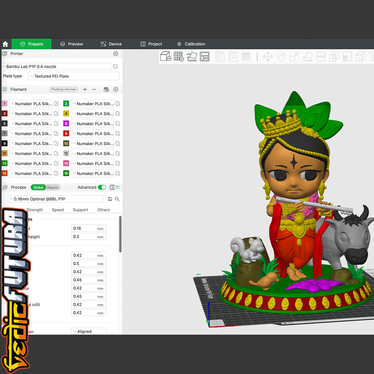 Chibi Gopala Krishna with Cow