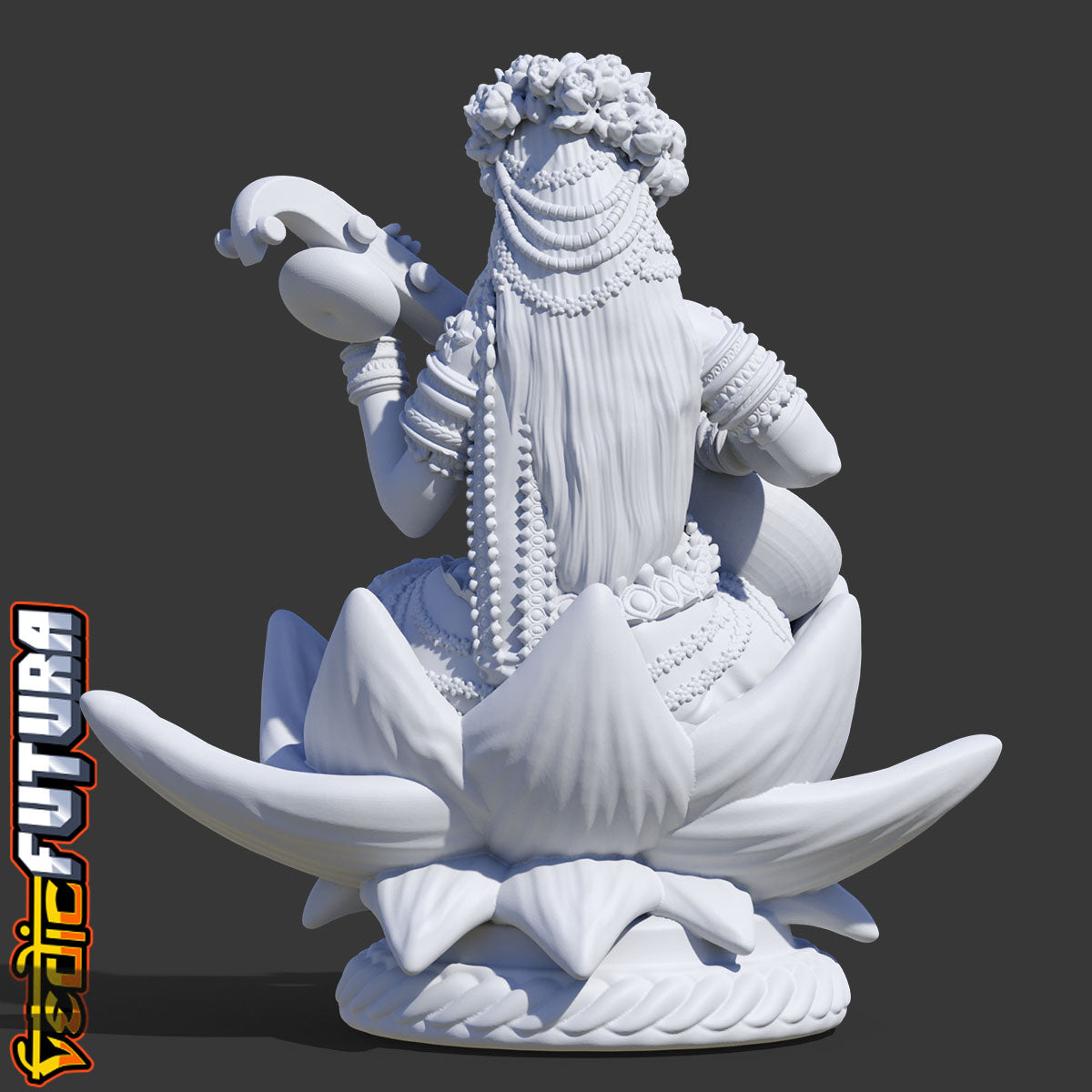 Lotus-Seated Saraswati with Veena