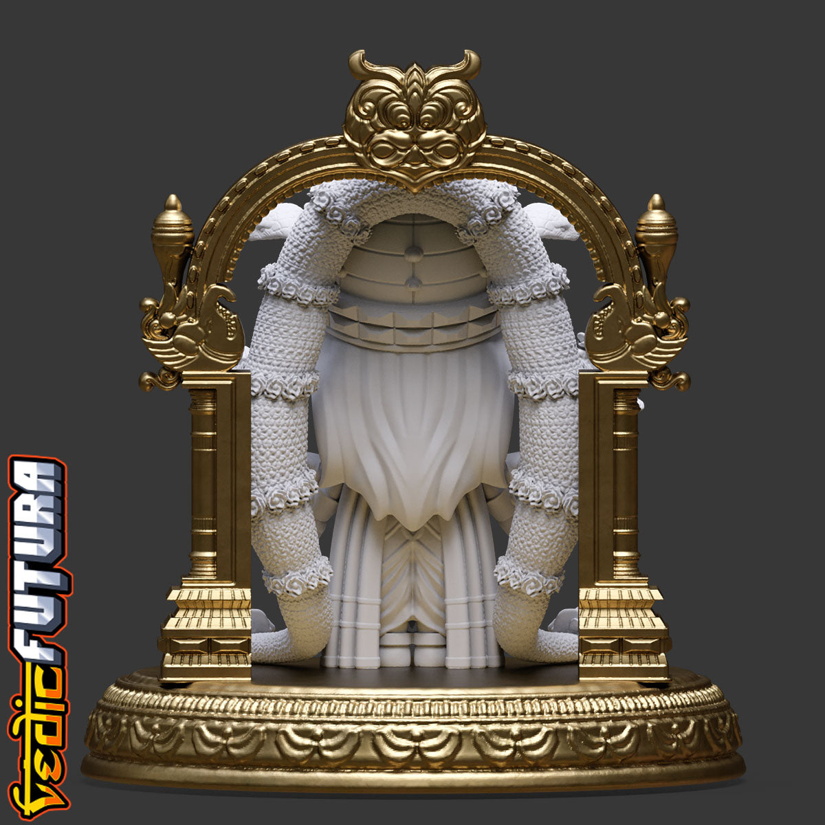 Guardian of Devotion: Chibi Venkateswara with Keerthimukha