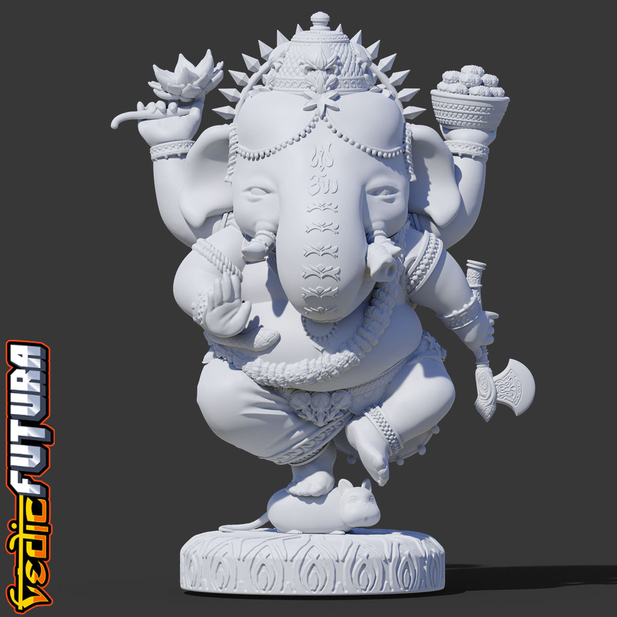 Dancing Delight: Chibi Ganesha with Mooshak