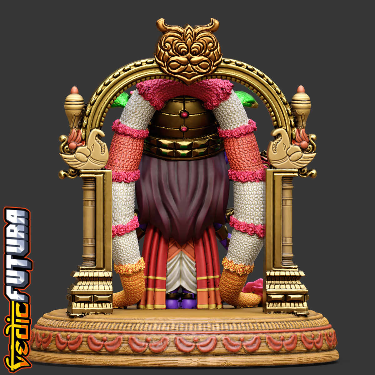 Guardian of Devotion: Chibi Venkateswara with Keerthimukha