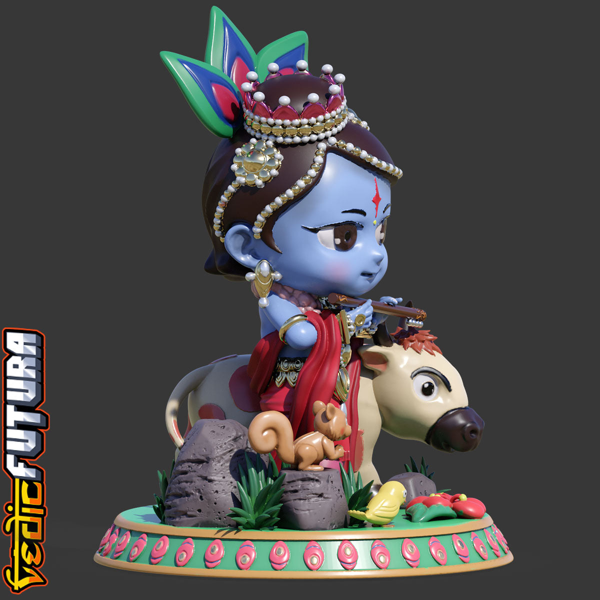 Chibi Gopala Krishna with Cow
