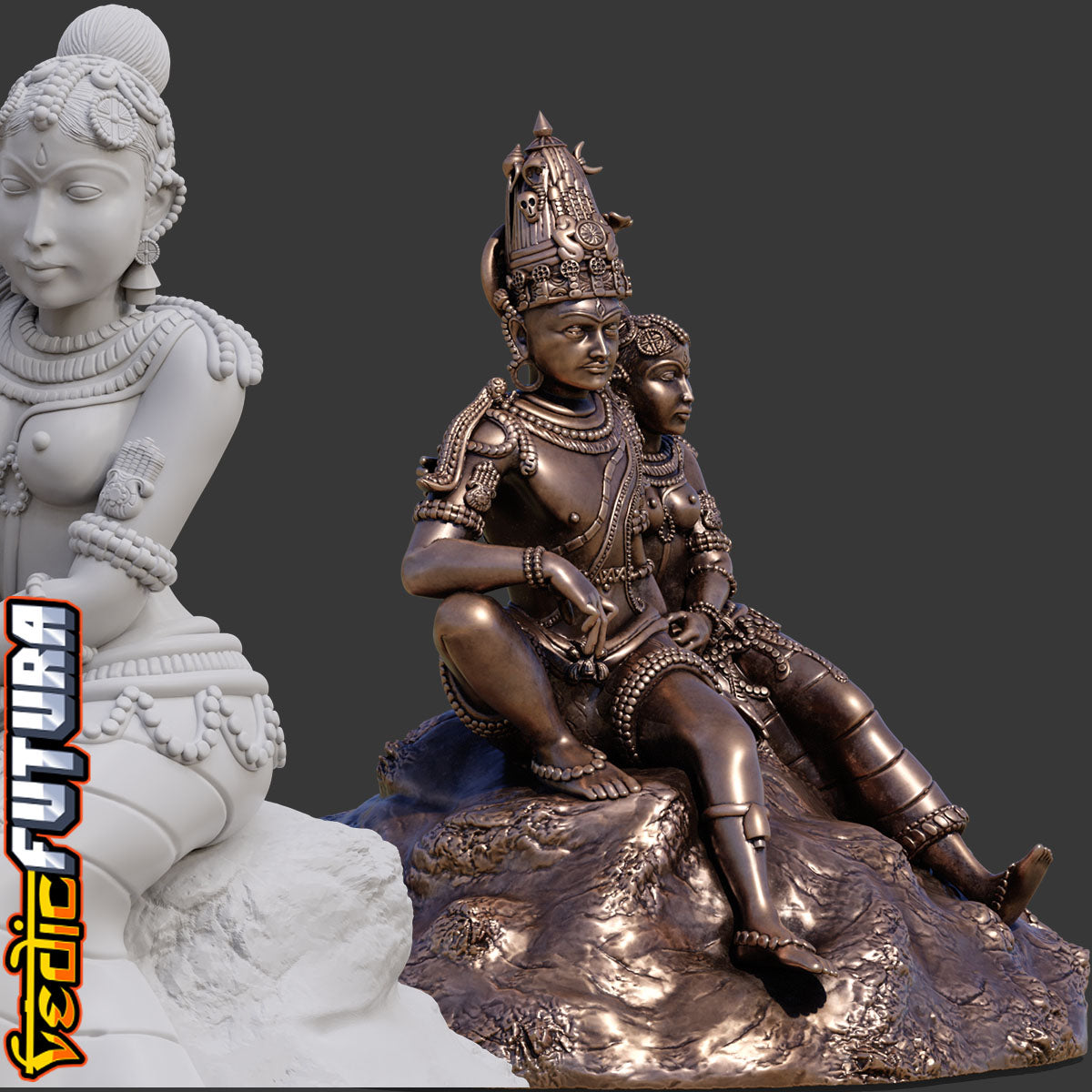 Shiva-Parvati on Kailash: Chola Style Bronze