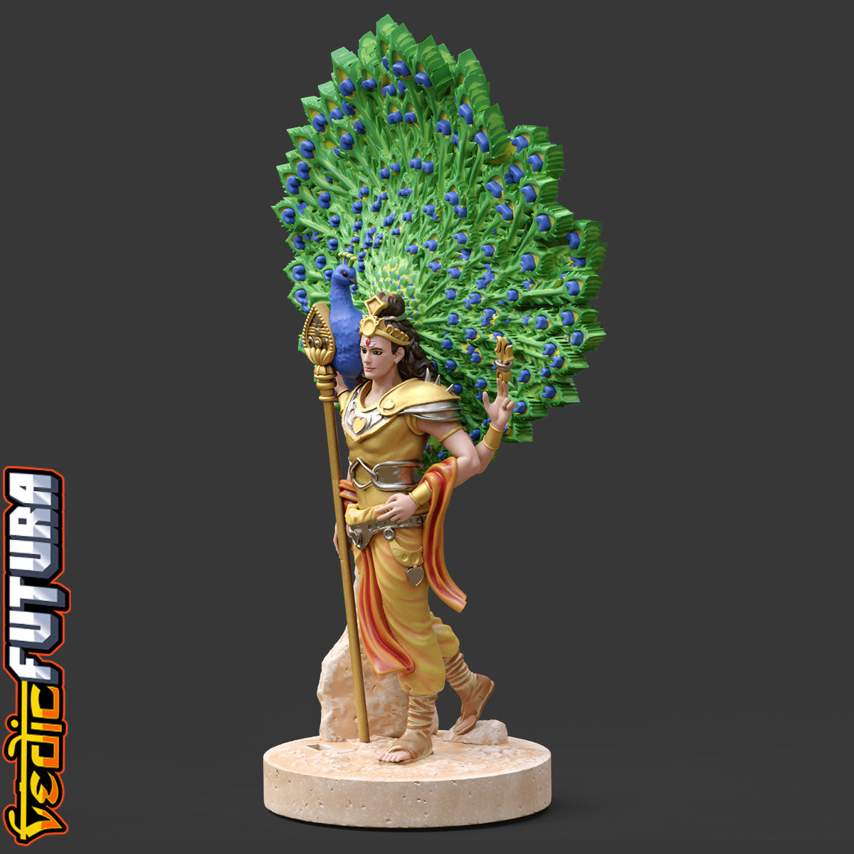 Subramanya with Peacock – The Youthful Warrior God